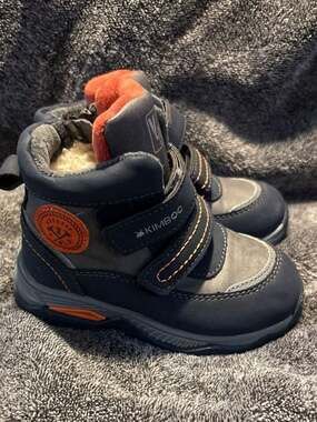 Kimboo Toddler Boys Waterproof Sherpa Lined Winter Snow Boots - Blue/Orange